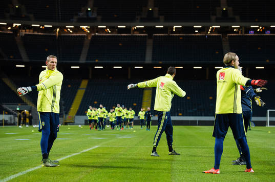 Målvakterna Robin Olsen, Andreas Isaksson och Patrik