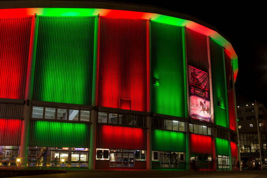 Scandinavium exteriört innan en ishockeymatch i SHL mellan