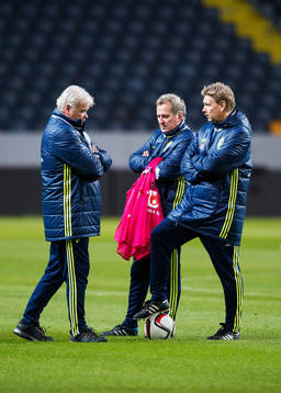 Reine Almqvist, scout, Erik Hamrén, förbundskapten, och