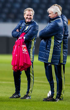 Erik Hamrén, förbundskapten, och Reine Almqvist, scout