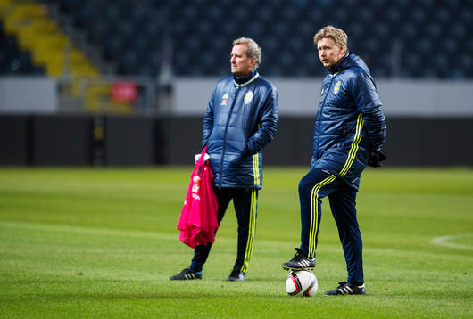 Erik Hamrén, förbundskapten, och Peter Wettergren,
