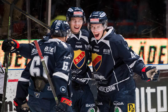 Djurgårdens Markus Ljungh, Robin Alvarez och Lukas Vejdemo