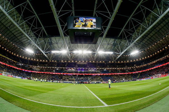 Interiör inne på Friends Arena före fotbollsmatchen i