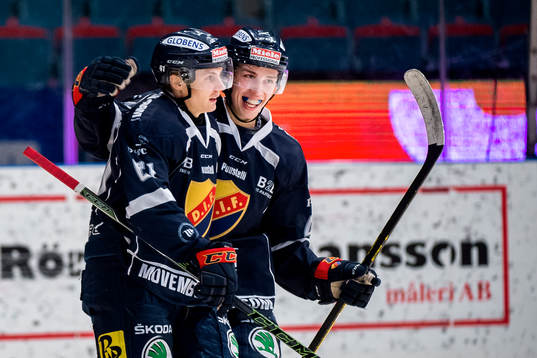 Djurgårdens Markus Ljungh och Lukas Vejdemo jublar