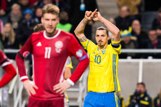Sveriges Zlatan Ibrahimovic jublar