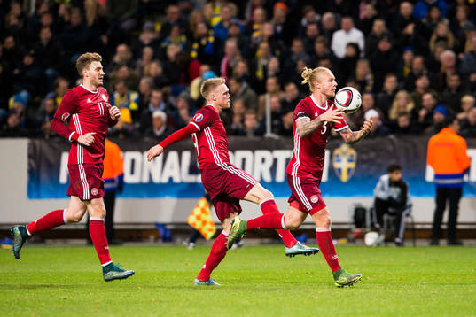 Danmarks Nicklas Bendtner, Nicolai Jörgensen och Simon