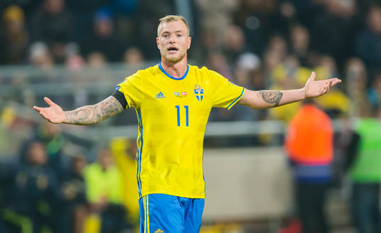 Sveriges John Guidetti reagerar