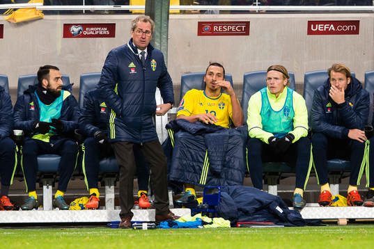 Sveriges förbundskapten Erik Hamrén och Sveriges Zlatan