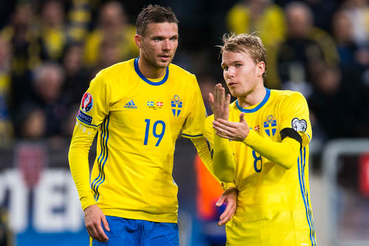 Sveriges Marcus Berg och Oscar Lewicki