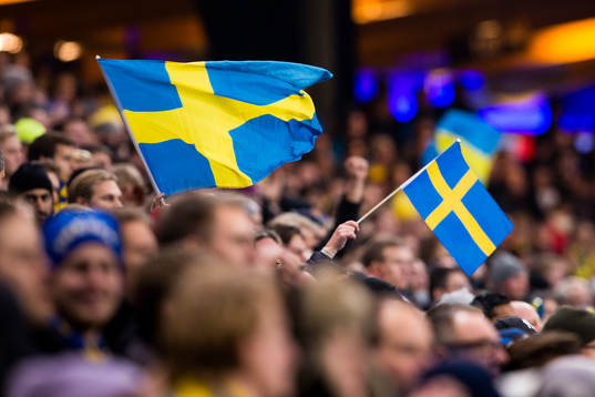 Två svenska flaggor bland publiken