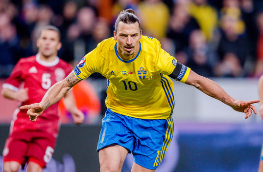 Sveriges Zlatan Ibrahimovic jublar