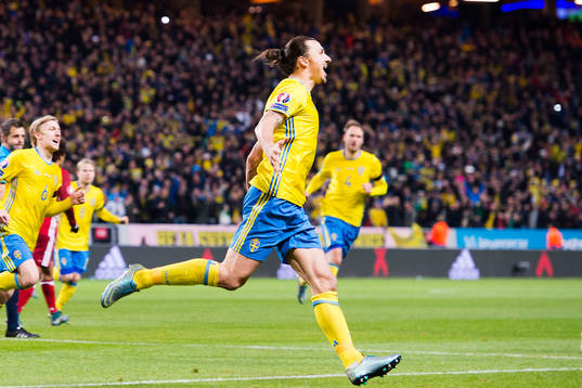 Sveriges Zlatan Ibrahimovic jublar