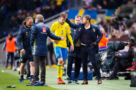 Sveriges Mikael Antonsson klappas om av förbundskapten