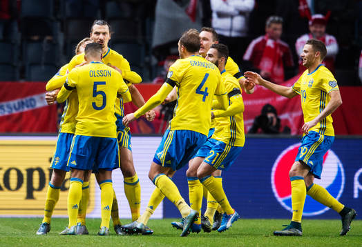 Sveriges Emil Forsberg, Martin Olsson, Zlatan Ibrahimovic,
