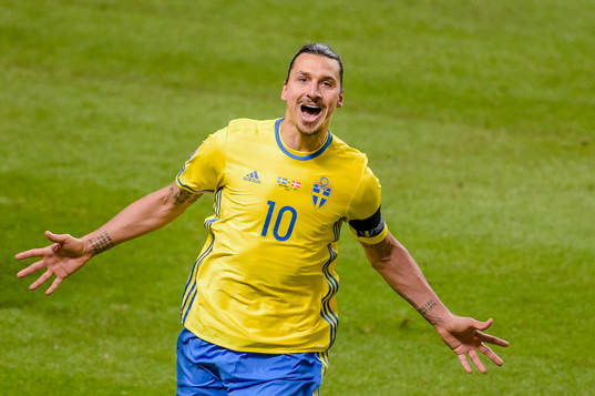 Sveriges Zlatan Ibrahimovic jublar
