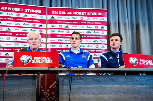 Danmarks förbundskapten Morten Olsen, Daniel Agger och