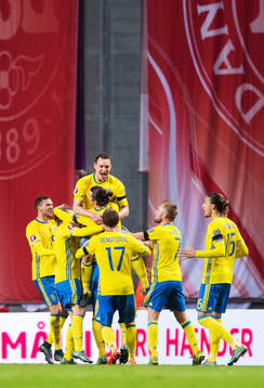 Sveriges Marcus Berg, Emil Forsberg, Zlatan Ibrahimovic,