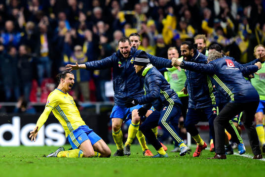 Sveriges Zlatan Ibrahimovic jublar