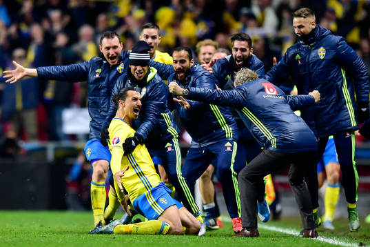 Sveriges Zlatan Ibrahimovic jublar