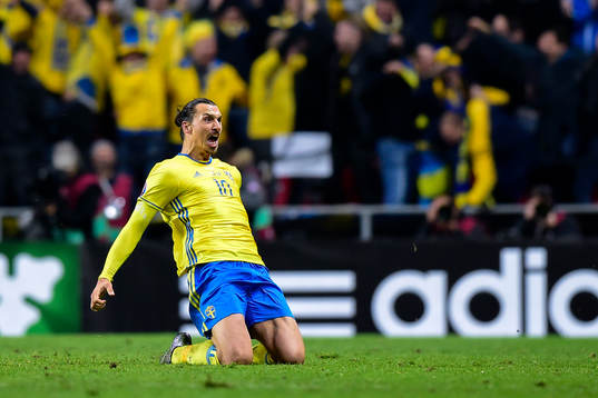 Sveriges Zlatan Ibrahimovic jublar