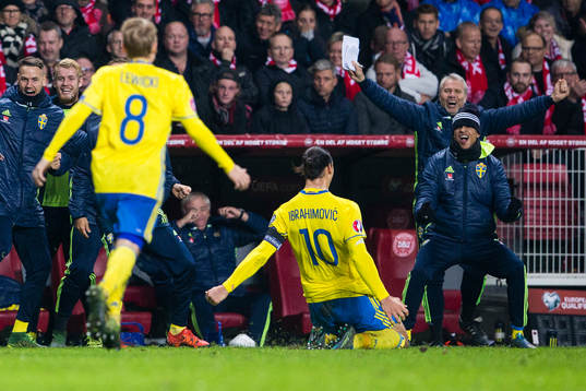 Sveriges Zlatan Ibrahimovic jublar