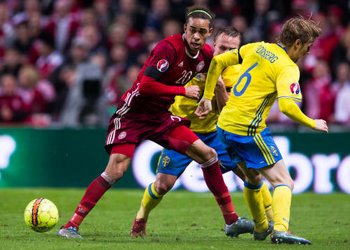 Danmarks Yussuf Poulsen och Sveriges Emil Forsberg