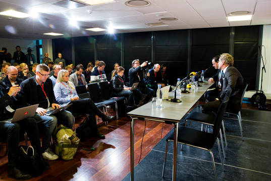 Sveriges förbundskapten Erik Hamrén på presskonferensen