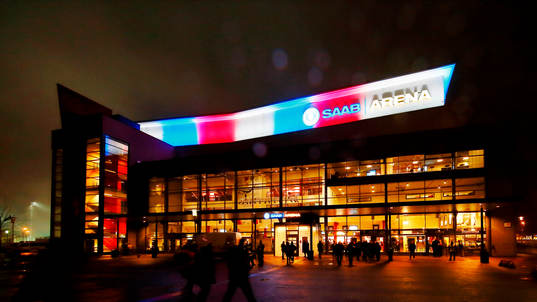 Franska trikolorens färger på SAAB Arena