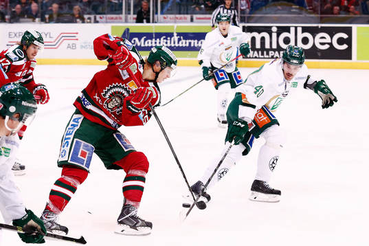 Frölundas Anton Karlsson och Färjestads Niclas Arell
