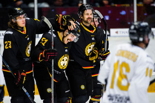 Brynäs Lucas Carlsson , Marc Zanetti och Johan Alcén