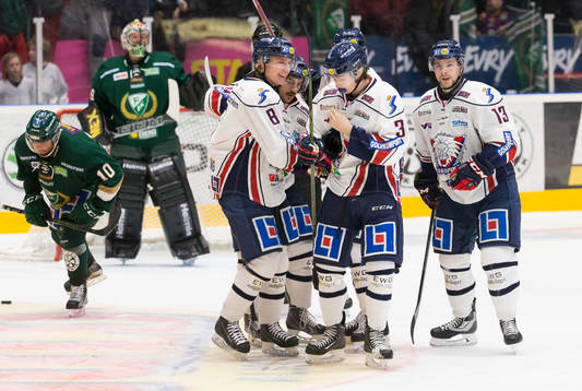 Linköpings Erik Brissle kvitterar till 1-1 och firar med