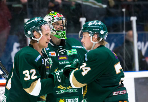 Färjestads Magnus Nygren, Rasmus Asplund firar segern med