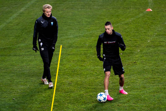 Malmö FFs Franz Brorsson och Nikola Djurjic