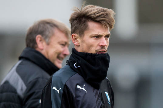 Malmö FFs Markus Rosenberg och tränare Åge Hareide i