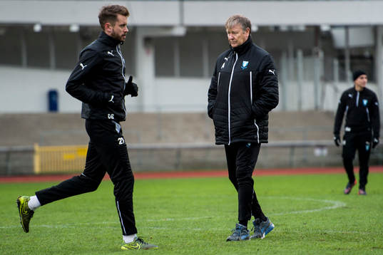 Malmö FFs Kari Arnason och tränare Åge Hareide