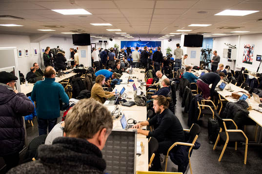 Mycket media på plats i Malmö FFs pressrum