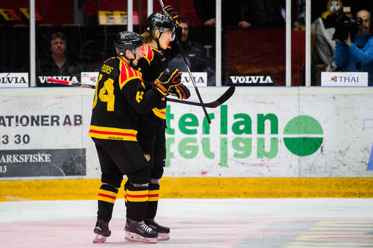 Brynäs Jonathan Pudas och Oskar Lindblom jublar