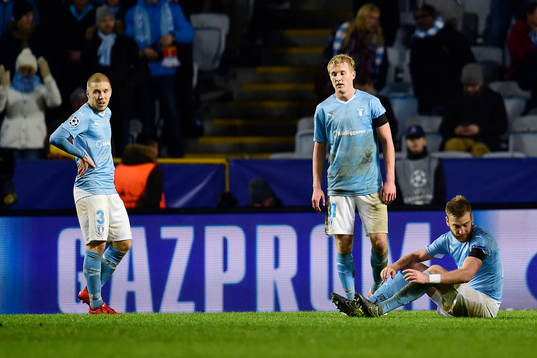 Malmö FFs Anton Tinnerholm, Franz Brorsson och Simon Kroon