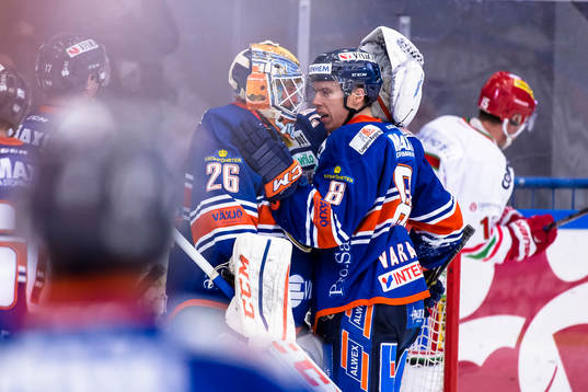 Växjös målvakt Stefan Steen och Ville Varakas jublar