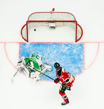 Malmö Redhawks Kent McDonell oroar framför Rögles