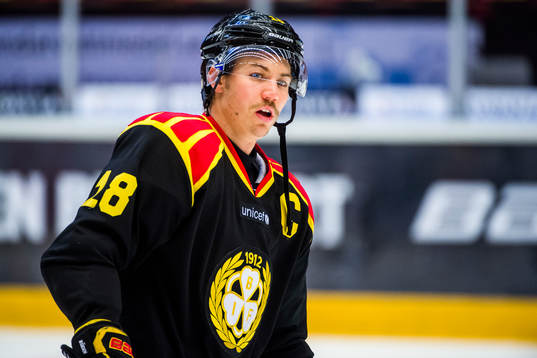 Brynäs Anton Rödin före ishockeymatchen i SHL mellan