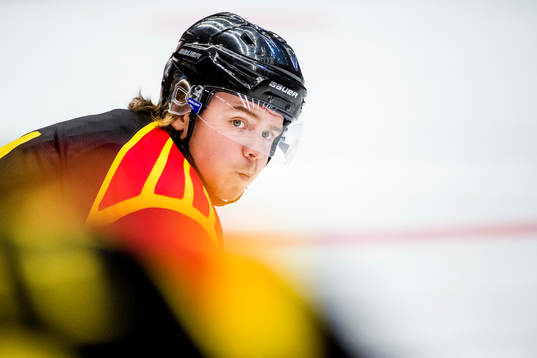 Brynäs Marcus Ersson före ishockeymatchen i SHL mellan