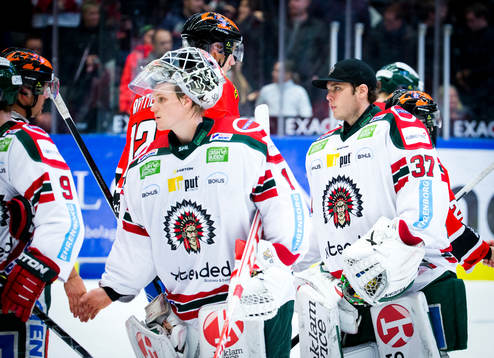 Frölundas målvakt Lars Johansson och målvakt Johan
