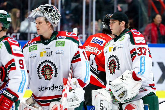 Frölundas målvakt Lars Johansson och målvakt Johan
