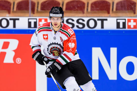 Frölundas Oskar Fantenberg på uppvärmningen