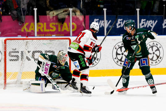 Malmö Redhawks  Björn Svensson och Färjestads  målvakt