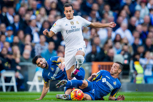 Getafes Lafita och Álvaro Vásquez och Real Madrids Lucas