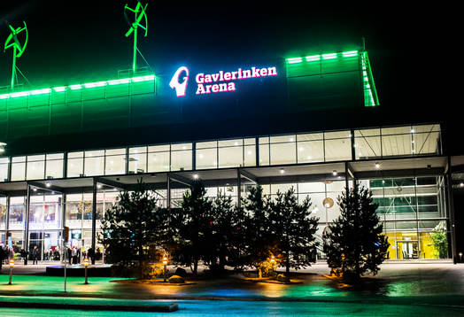 Exteriörbild på Gavlerinken Arena före ishockeymatchen i