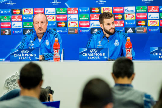 Real Madrids tränare Rafa Benítez och Nacho Monreal