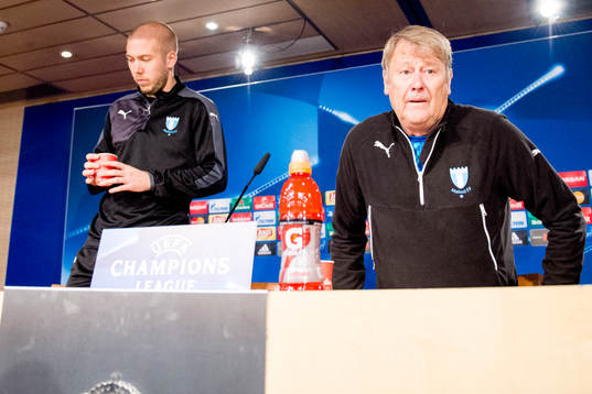 Malmö FFs Anton Tinnerholm och tränare Åge Hareide